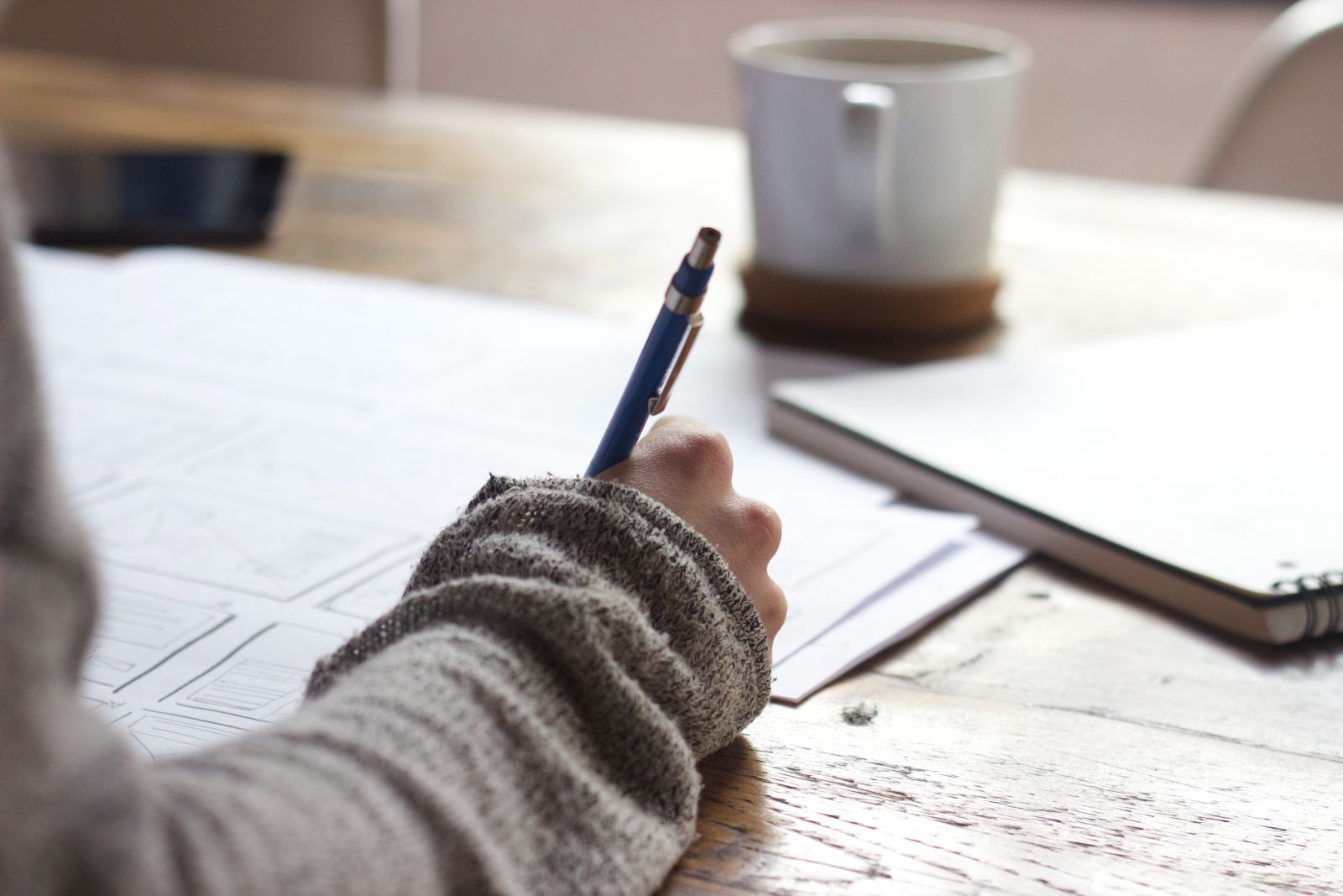 person studying at table 